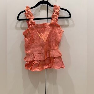Umgee Coral Ruffled Smocked Tank Top